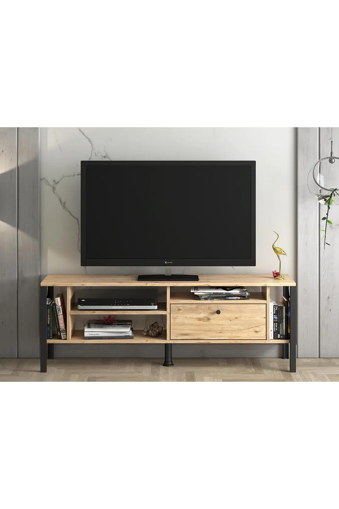 Hera 140 Cm Tv Ünitesi - Atlantik Çam / Siyah